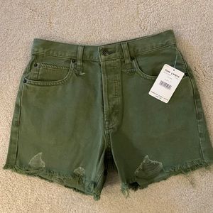 NWT - Free People Olive Distressed Jean Shorts - Size 27